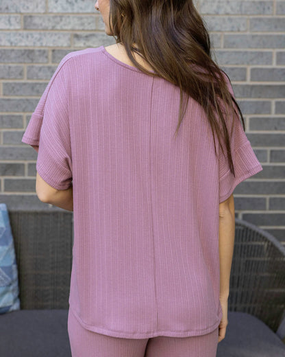 Grace & Lace Coziest Dark Lilac Dolman Lounge Top