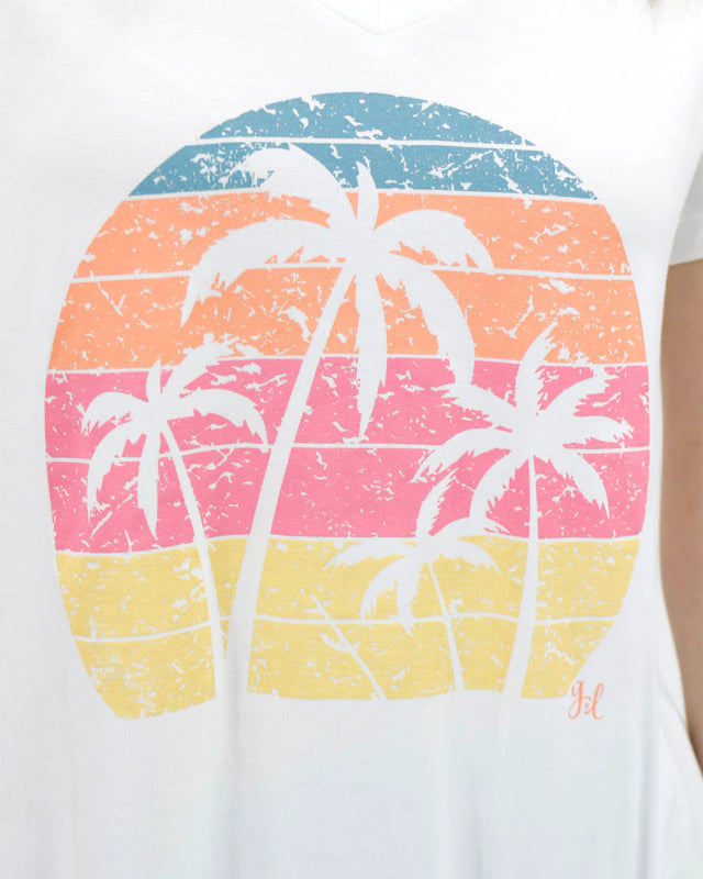 Grace & Lace Palm Tree VIP Favorite V-Neck Graphic Tee | Palm Tree Graphic Tee