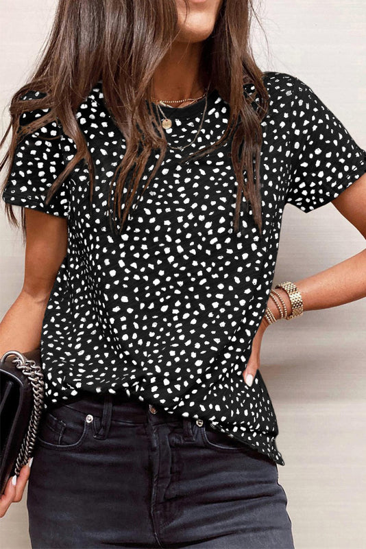 Spotted Animal Print Tee BLACK