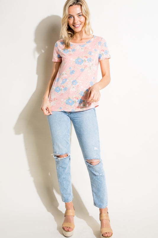 Peach Floral Tee