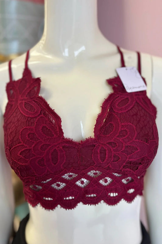 Bralette -Crochet Lace BURGUNDY