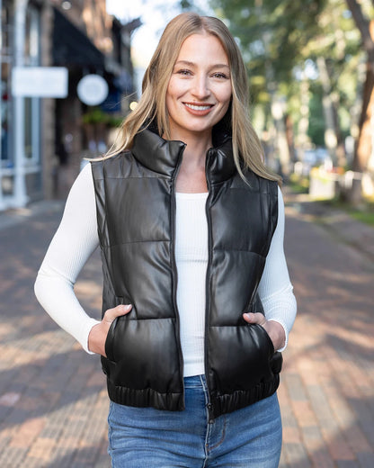 G&L BLACK Butter Faux Leather Jacket/Vest