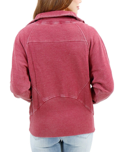 Vintage Washed Zip Up Sweatshirt in Washed Red