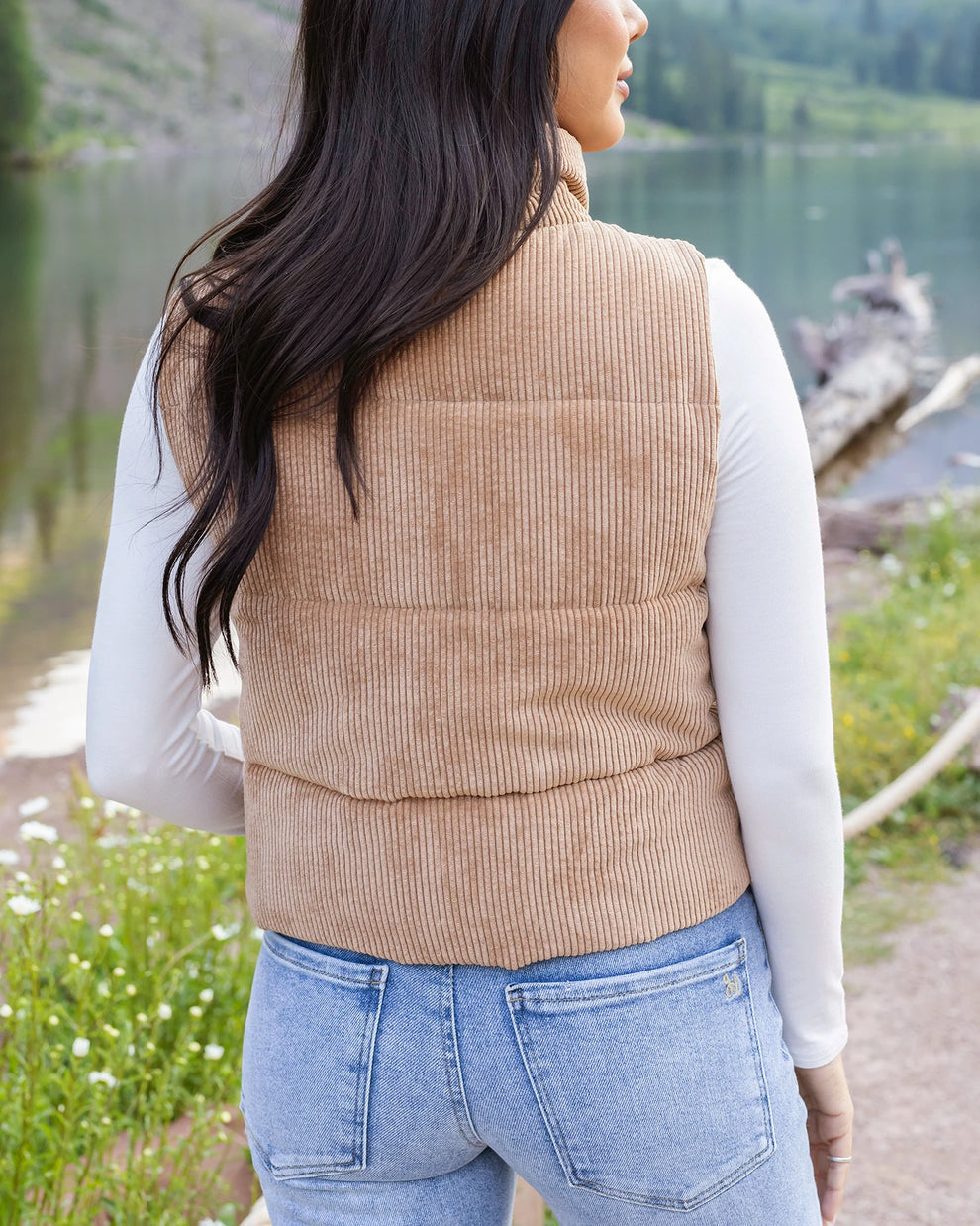 G&L Corduroy Puffer Vest in Camel