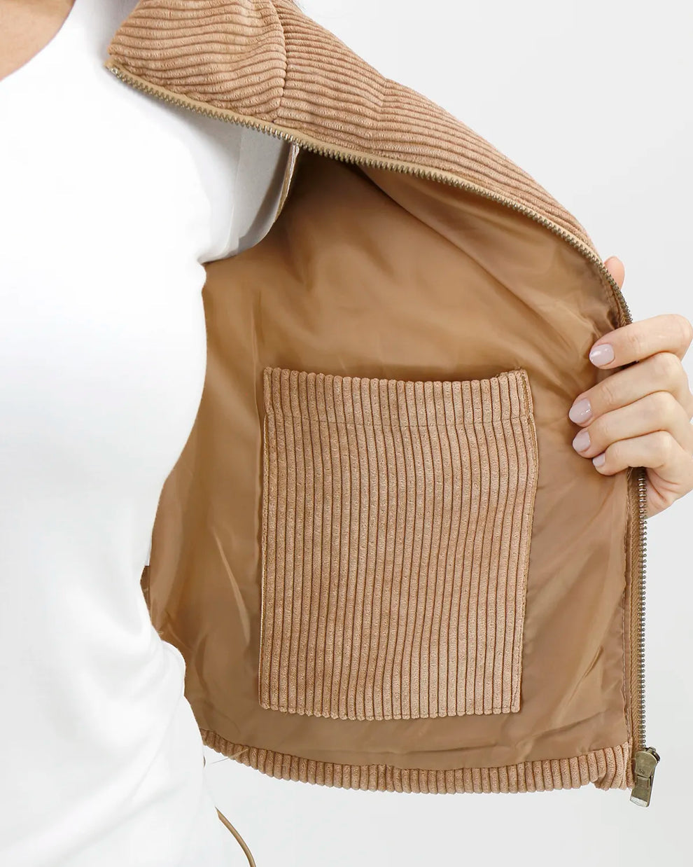 G&L Corduroy Puffer Vest in Camel