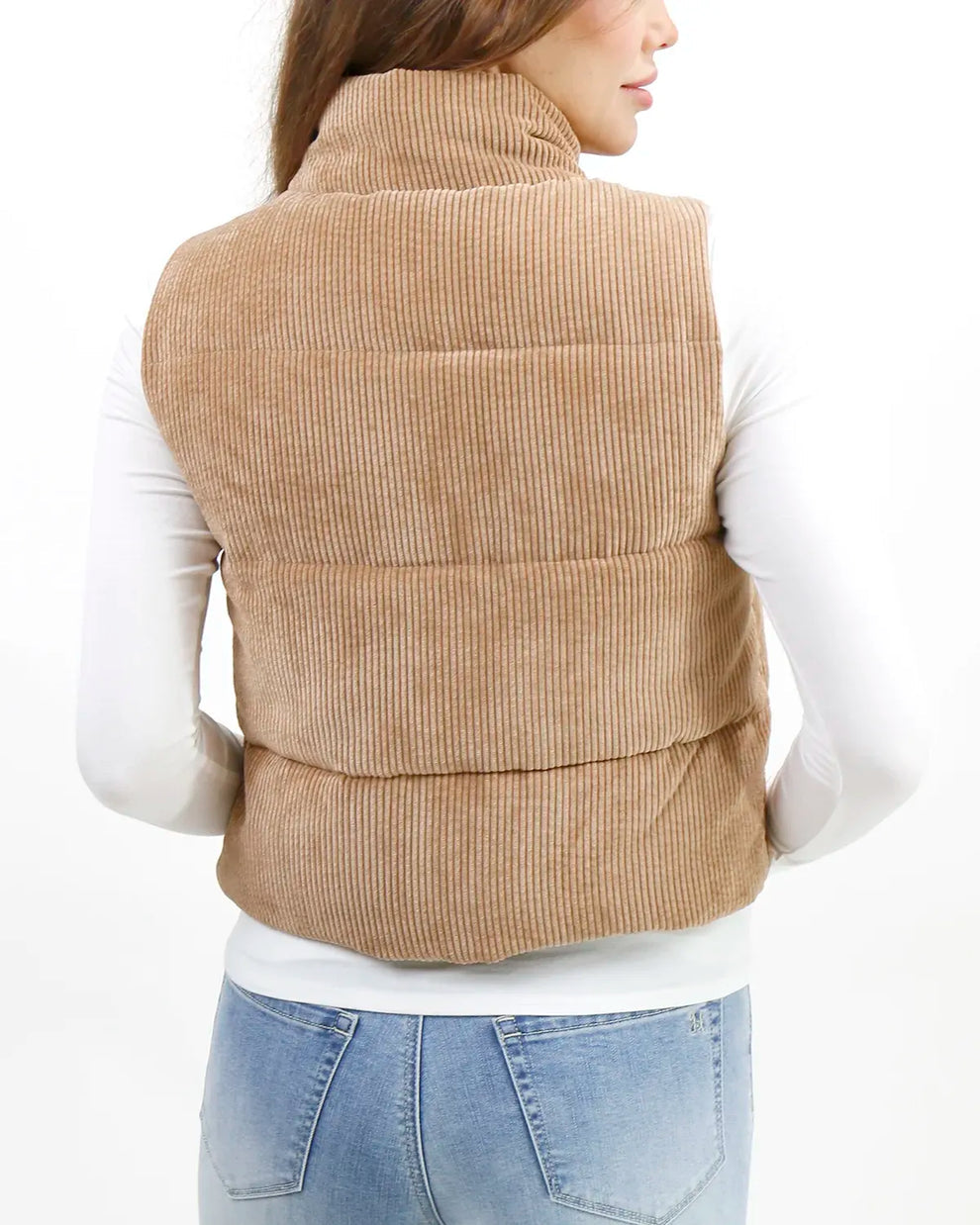 G&L Corduroy Puffer Vest in Camel