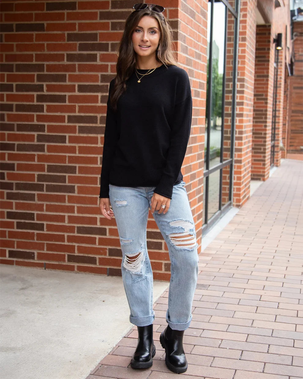 G&L Everyday Mock Neck Sweater in Black