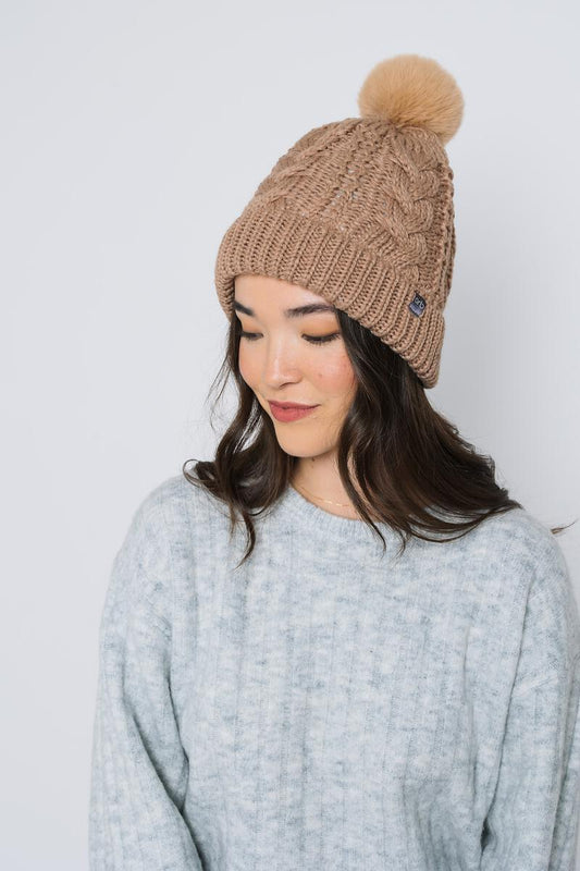 Marshmallow Cable Lined Beanie