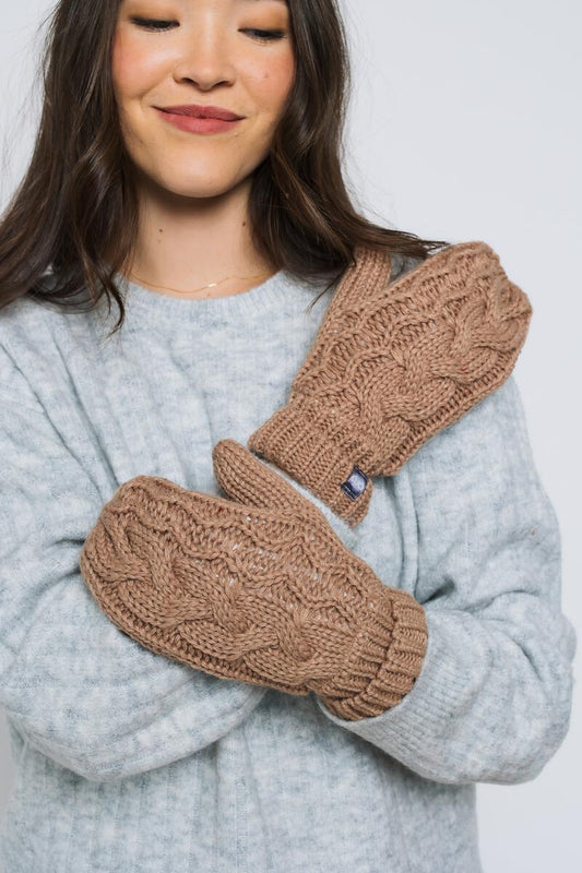 Marshmallow Cable Lined Mitts