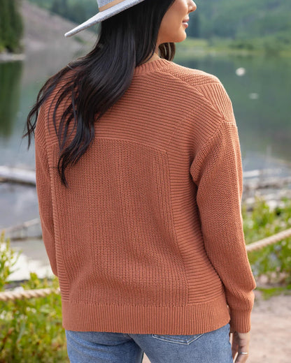 G&L Slouchy Knit Pocket Cardigan In Baked Pumpkin