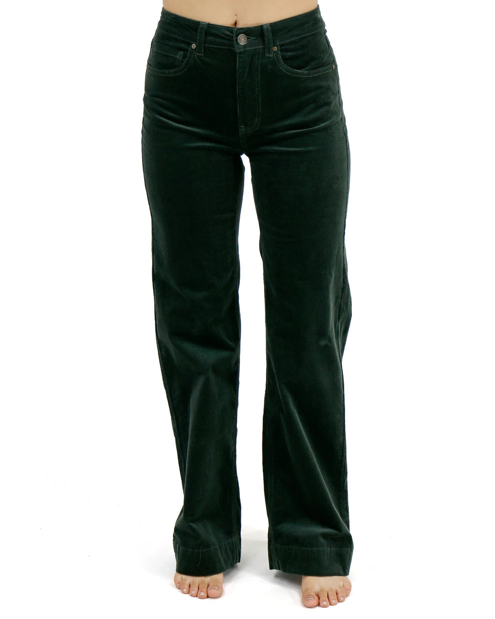 G&L Wide Leg Corduroy Pants in Deep Green