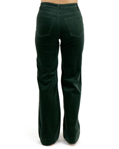 G&L Wide Leg Corduroy Pants in Deep Green