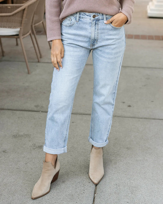 G&L Non-Distressed Mid-Rise Girlfriend Jeans