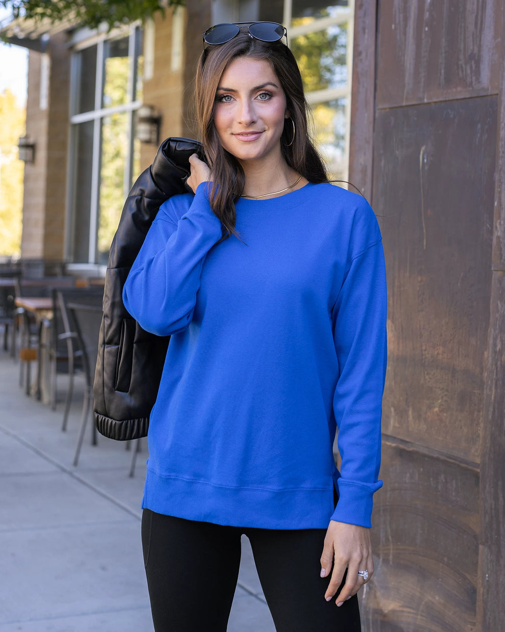 G&L Original Essentials Long Sleeve Tee in Cobalt