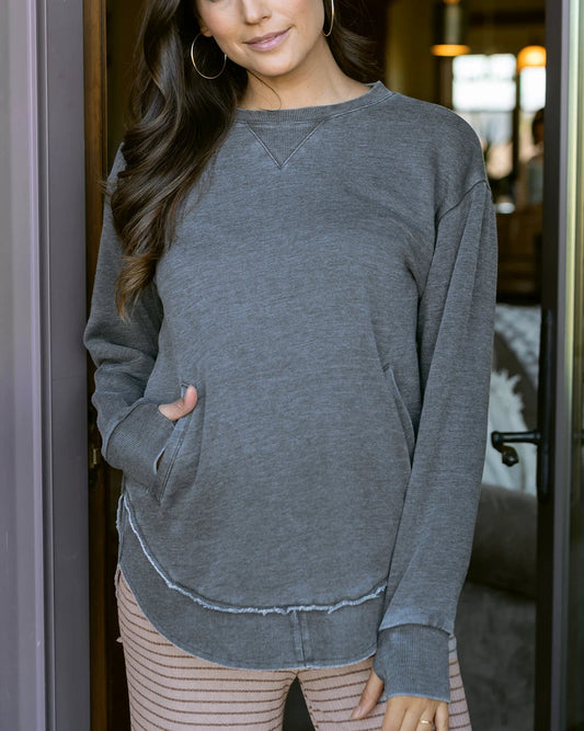 G&L Vintage Washed Tunic Sweatshirt Washed Grey