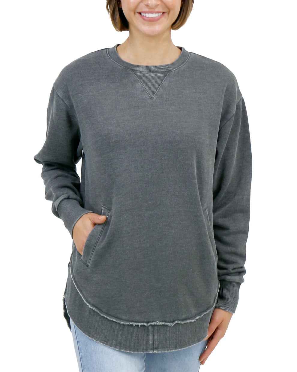 G&L Vintage Washed Tunic Sweatshirt Washed Grey