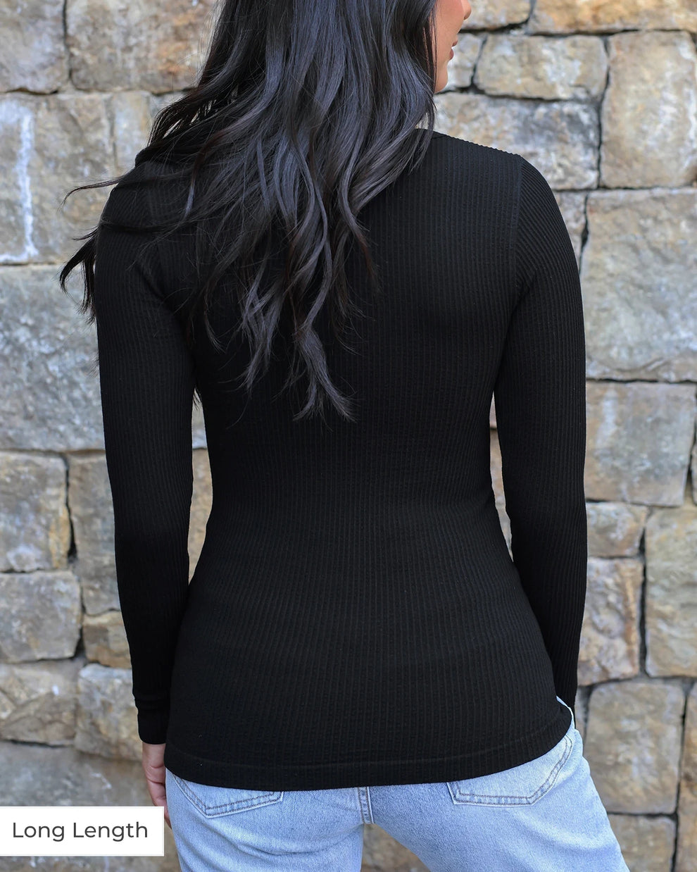 G&L Long Length Scoop Neck Long Sleeve Brami Black