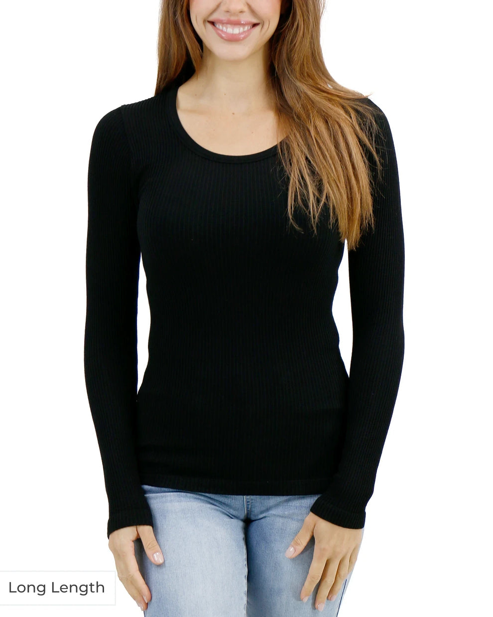 G&L Long Length Scoop Neck Long Sleeve Brami Black