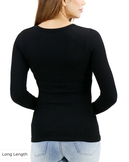 G&L Long Length Scoop Neck Long Sleeve Brami Black