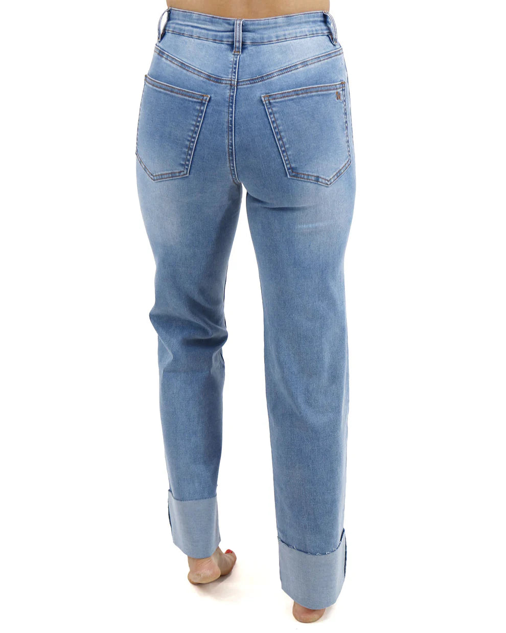 G&L Straight Leg Cuffed Jeans Mid-Wash