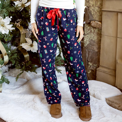 Flannel Christmas Pajama Pants Navy- G&L