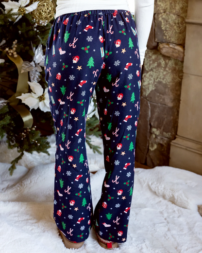 Flannel Christmas Pajama Pants Navy- G&L