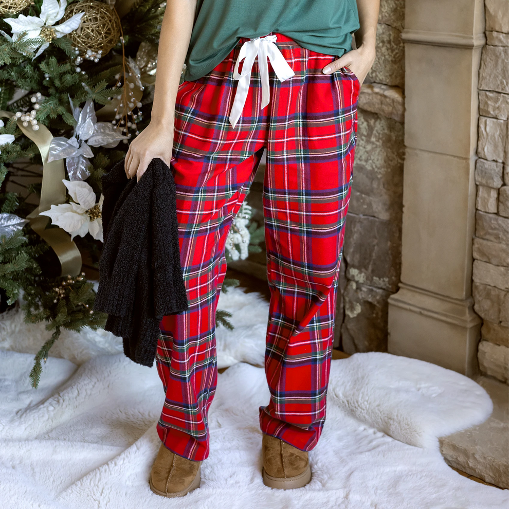 Flannel Christmas Pajama Pants Red Plaid- G&L