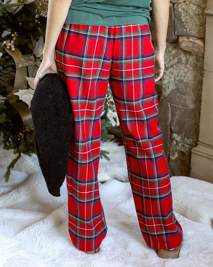 Flannel Christmas Pajama Pants Red Plaid- G&L