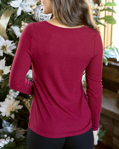 Essential Long Sleeve Henley Tee Vintage Red- G&L