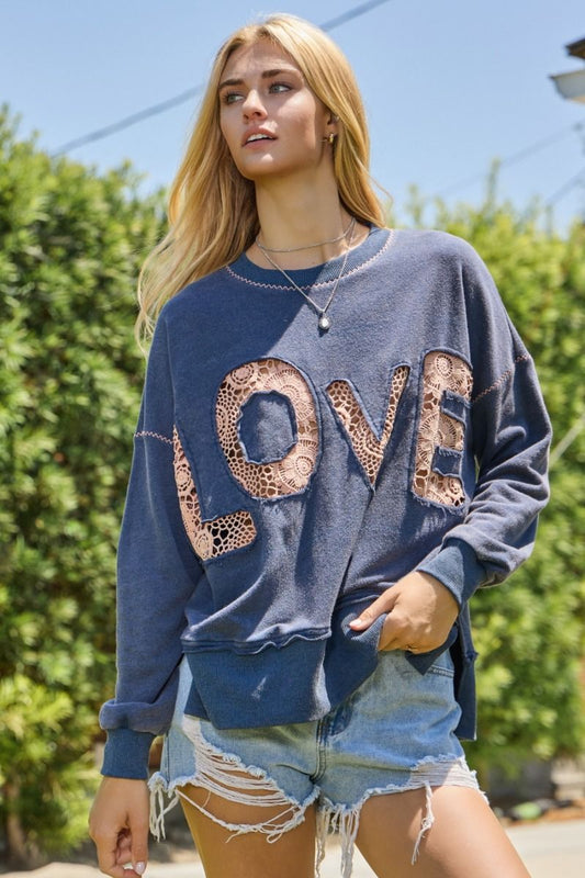 LOVE Lace Crewneck Sweatshirt