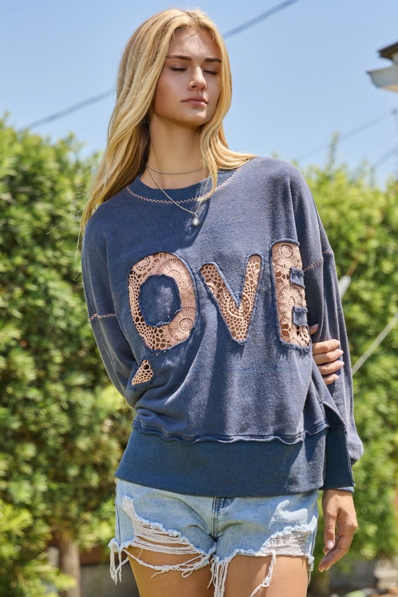 LOVE Lace Crewneck Sweatshirt