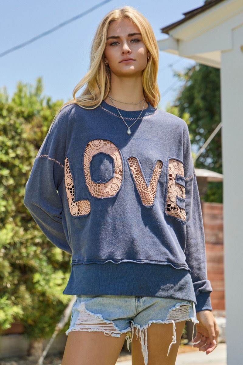 LOVE Lace Crewneck Sweatshirt