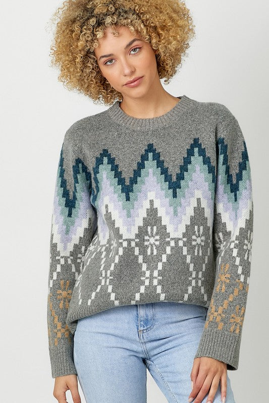 Grey Mix Faire Isle Sweater