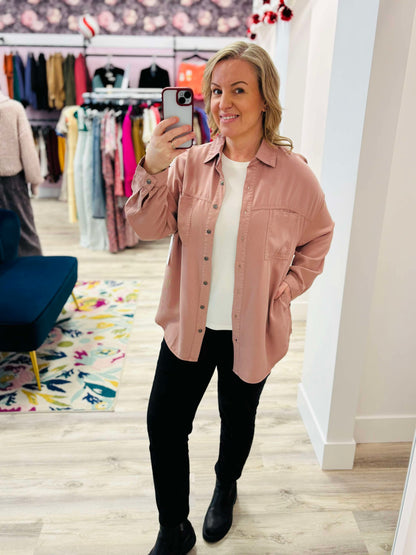 Mauve OVERSIZED TENCEL SHIRT-Risen Jeans