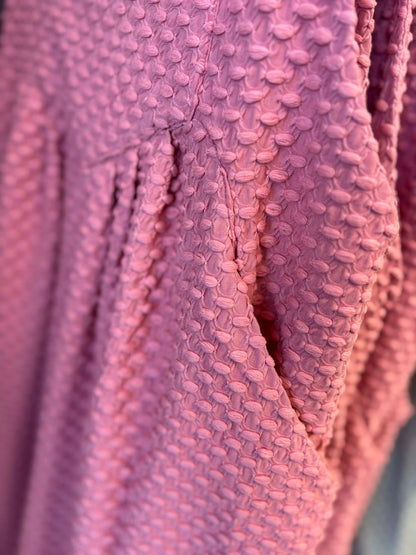 PINK BIRDSEYE TEXTURED WIDE LEG SHORTALLS