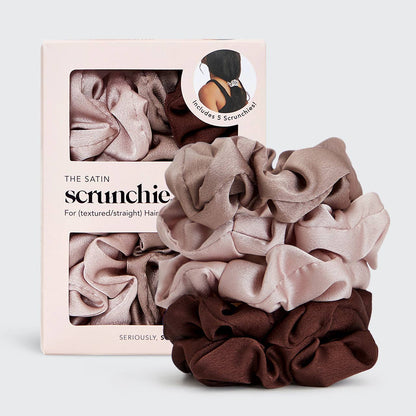 Satin Sleep Scrunchies 5pc- Cameo-KITSCH