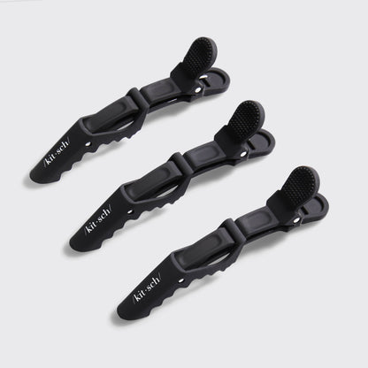 No Slip Crocodile Clip 3pc-Black-KITSCH