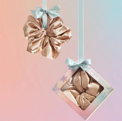 Holiday Cloud 9 Satin Pillow Scrunchie 1pc-Champagne-KITSCH