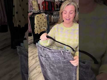 Washed Front Slit Corduroy Skirt-Vintage Grey