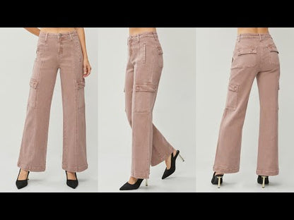 Risen Mauve HIGH RISE WIDE CARGO PANTS